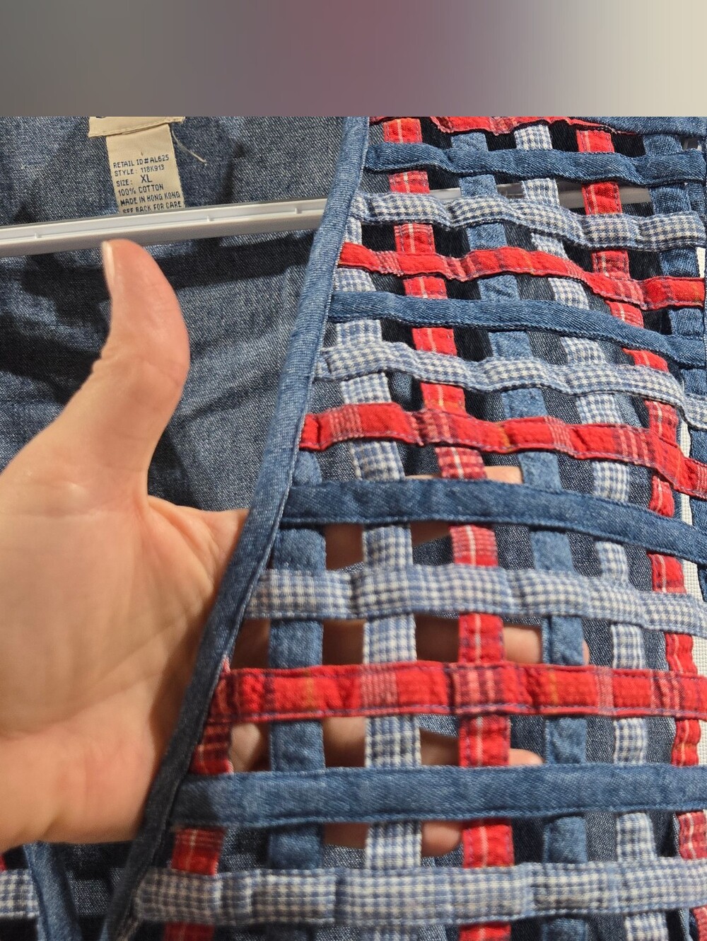 Vintage Koret City Blues Basket Weave Denim Vest Sz XL Like NEW - Picture 6 of 10